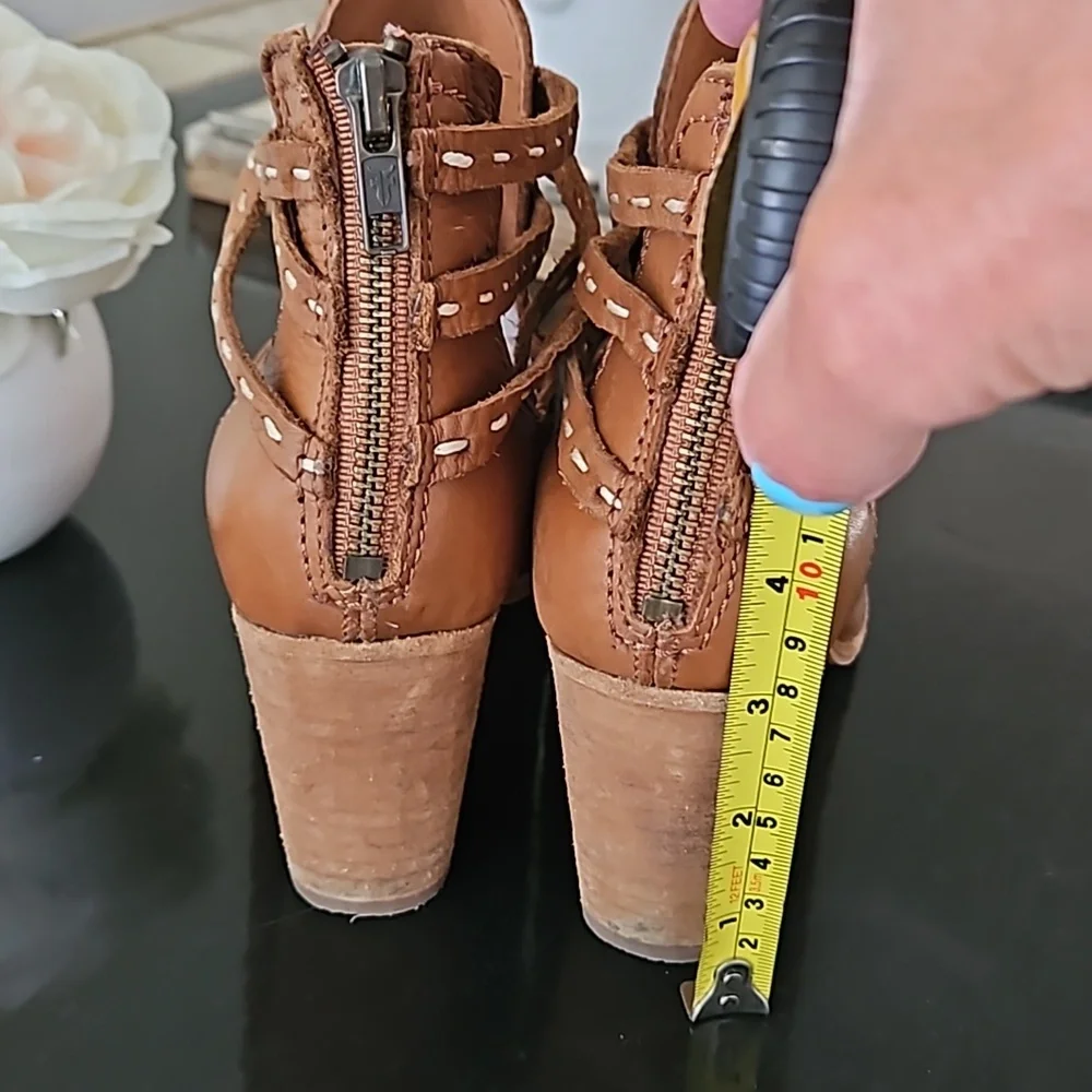 Frye Naomi Pickstitch Whiskey Colored Leather Ankle Boots - Picture 2 of 11